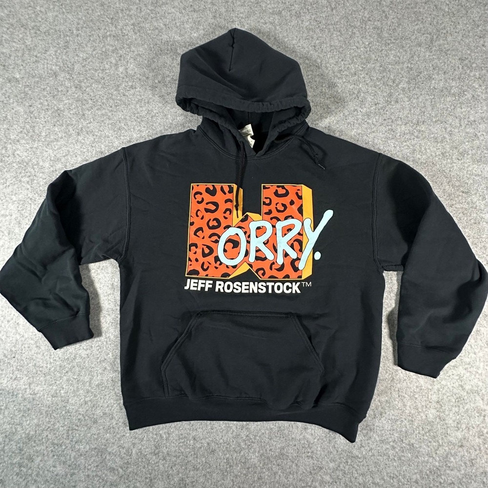 Jeff Rosenstock Worry Hoodie Mens Large Black Band Tour Merch Leopard Print